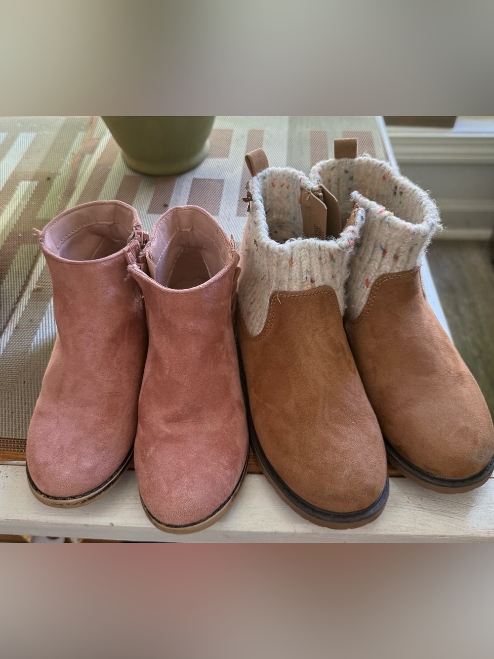 Cat & Jack Girls Two-Pack Ankle Boots in Pink and Tan